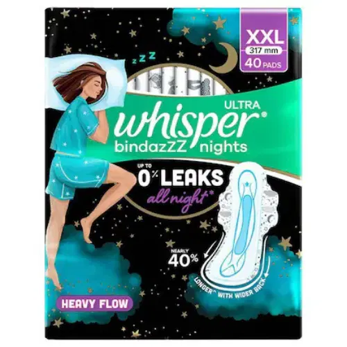 Whisper Bindazzz Nights XXL Sanitary Pads 40 Pads (FREE 4 UNITS EXTRA)