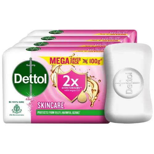 Dettol Skincare Moisturizing Beauty Bathing Soap Bar with Argan Oil (400gm) | Softer Skin, 100gm, Pack of 4