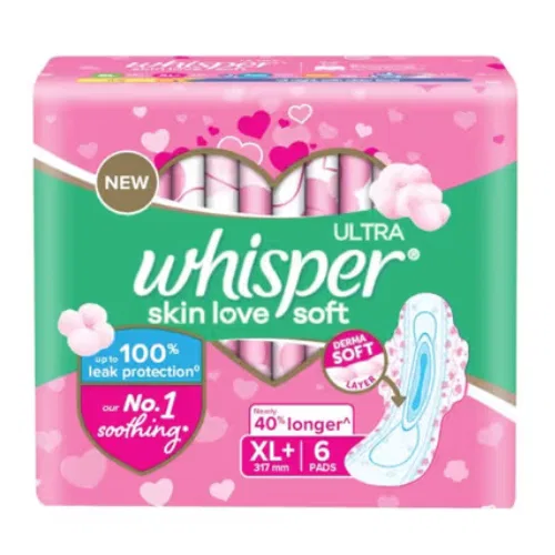 Whisper Ultra Soft Sanitary Pads XL+ 6 Pads