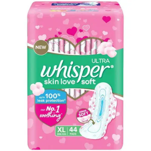 Whisper Ultra Soft Sanitary Pads for Women, XL, (44+4 Napkins)