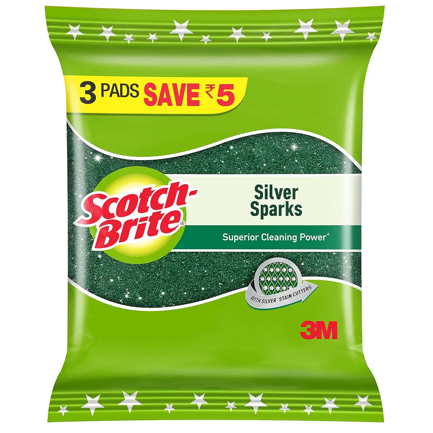 Scotch-Brite Silver Sparks Scrub Pad, 3 Pieces