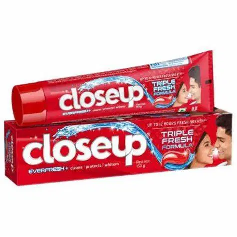 Closeup Everfresh+ Anti-Germ Gel Plaque Removal Toothpaste Red Hot 