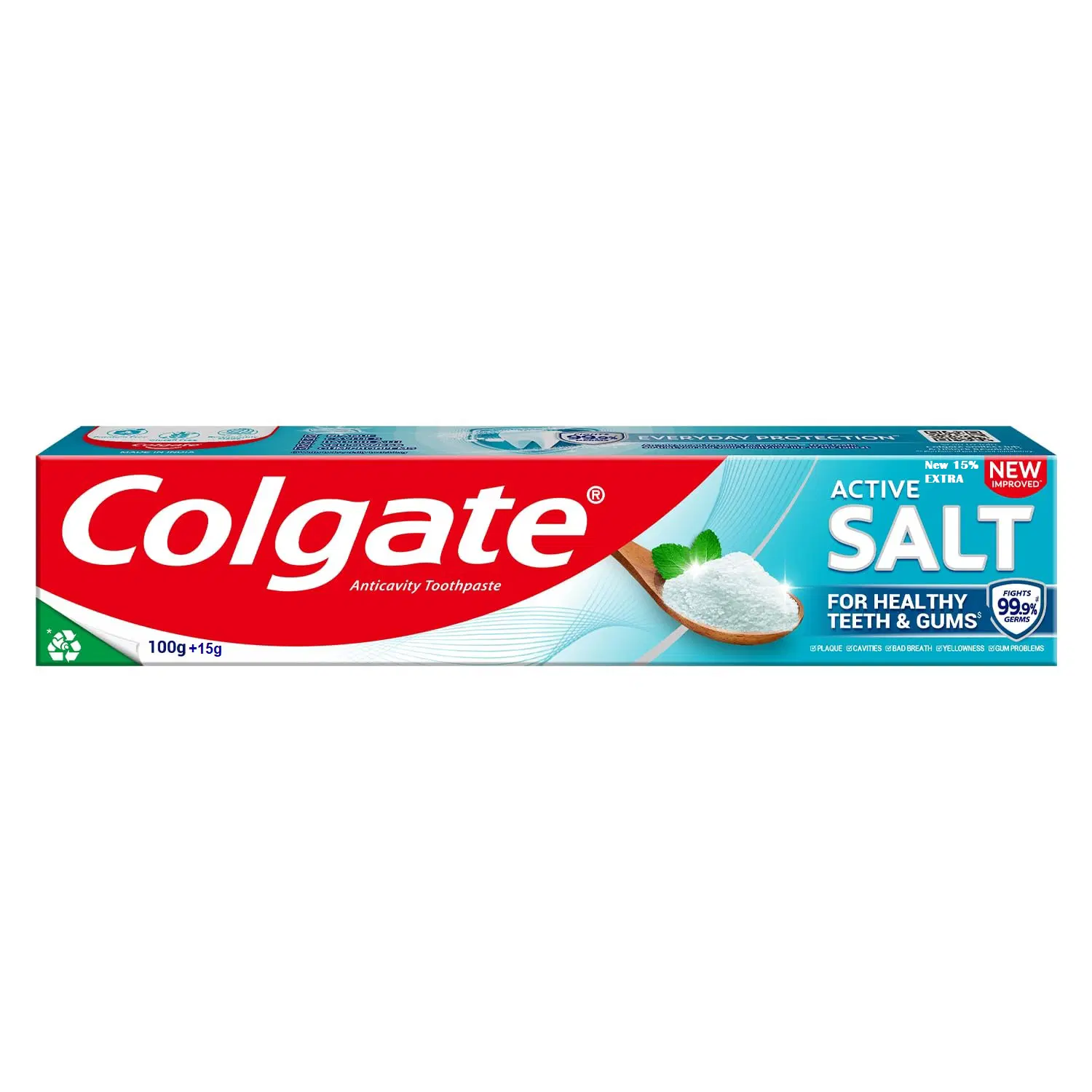 Colgate Toothpaste Active Salt 100gm 15gm extra 