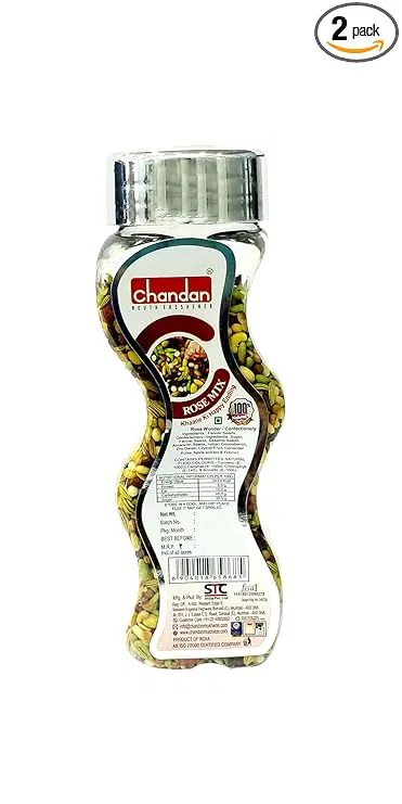 Chandan Mouth Freshener Rose Mukhwas (Saunf) 100% Natural  80 grams (Pack of 2)