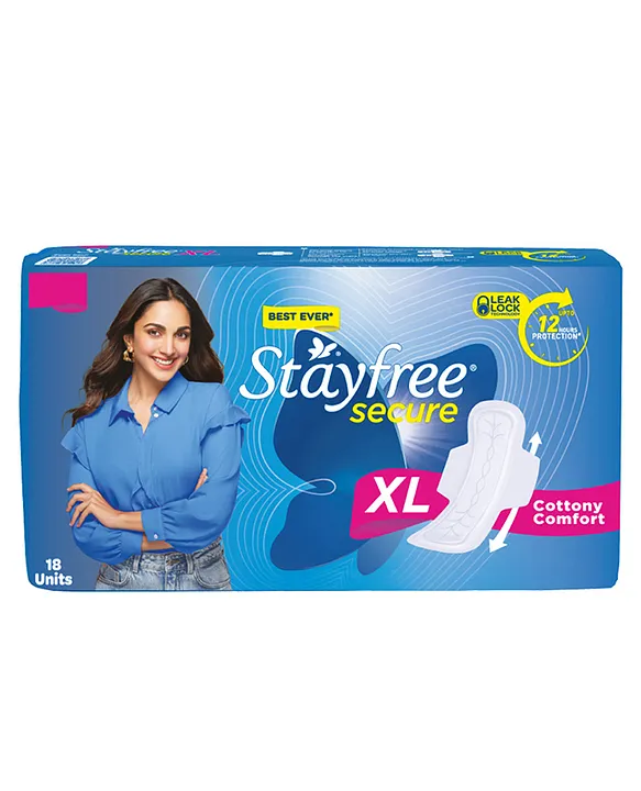 Stayfree Secure Cottony Sanitary Pads with Wings XL - 18 