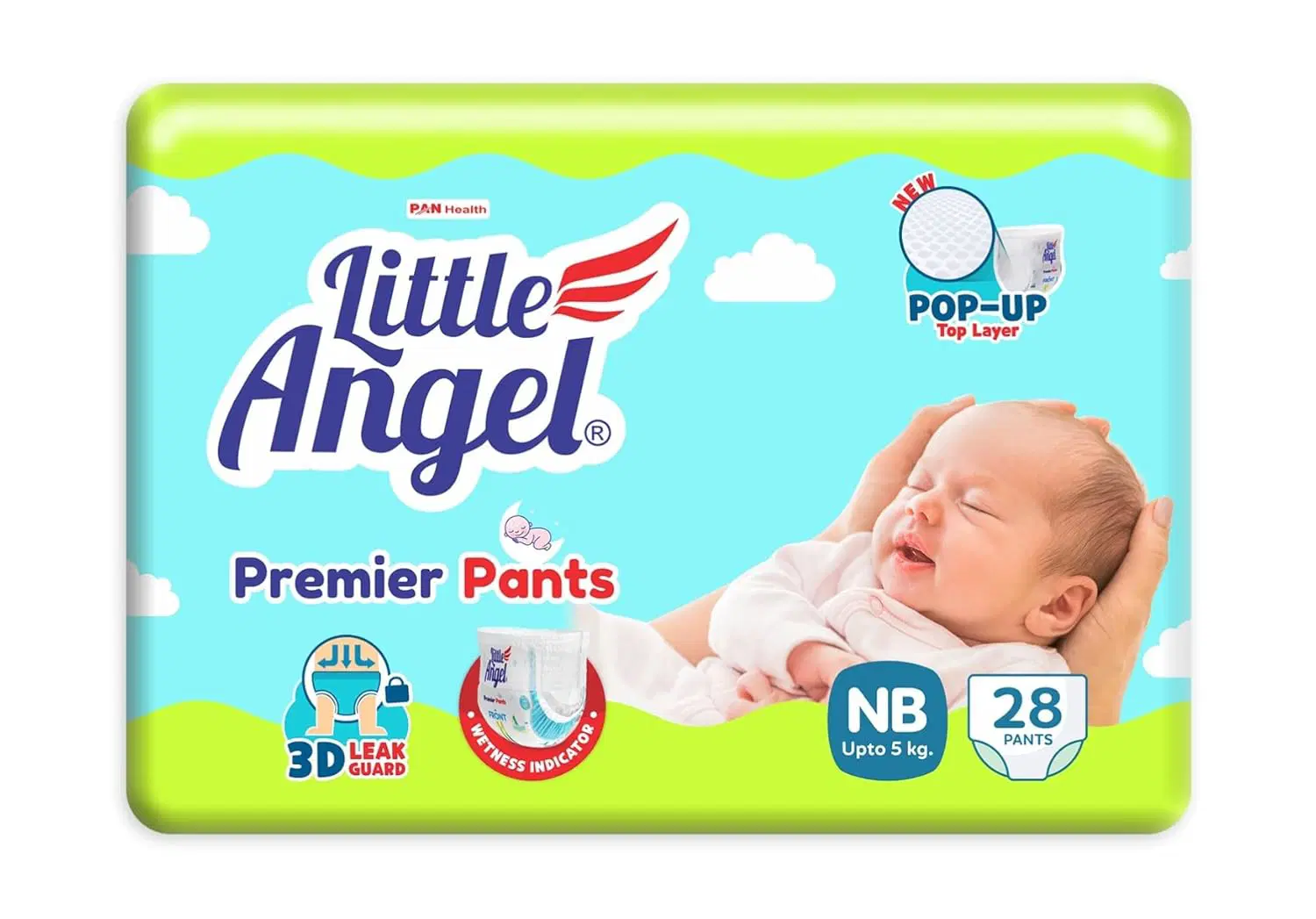 Little Angel Premier Pants Baby Diapers, New Born (NB) Size, 28 