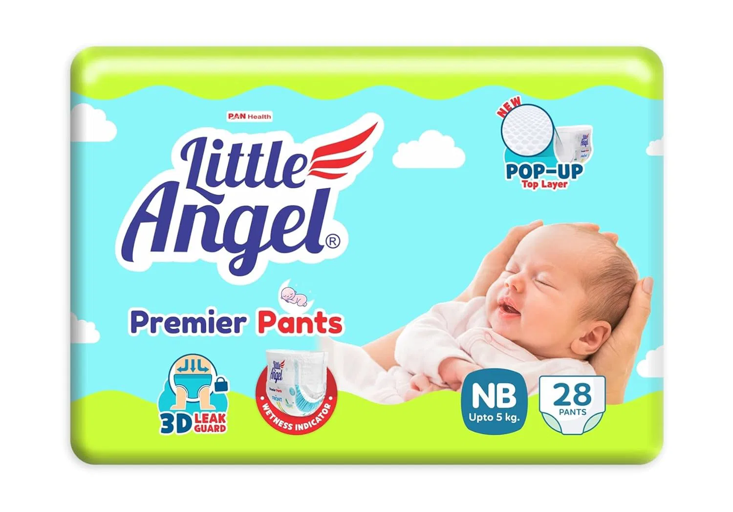 Little Angel Premier Pants Baby Diapers, New Born (NB) Size, 28 