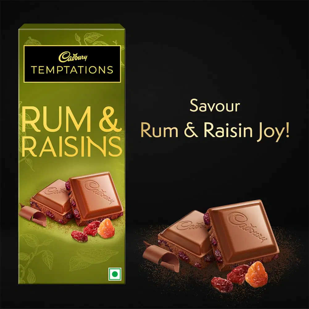 Cadbury Temptations Rum & Raisins Premium Chocolate Bar