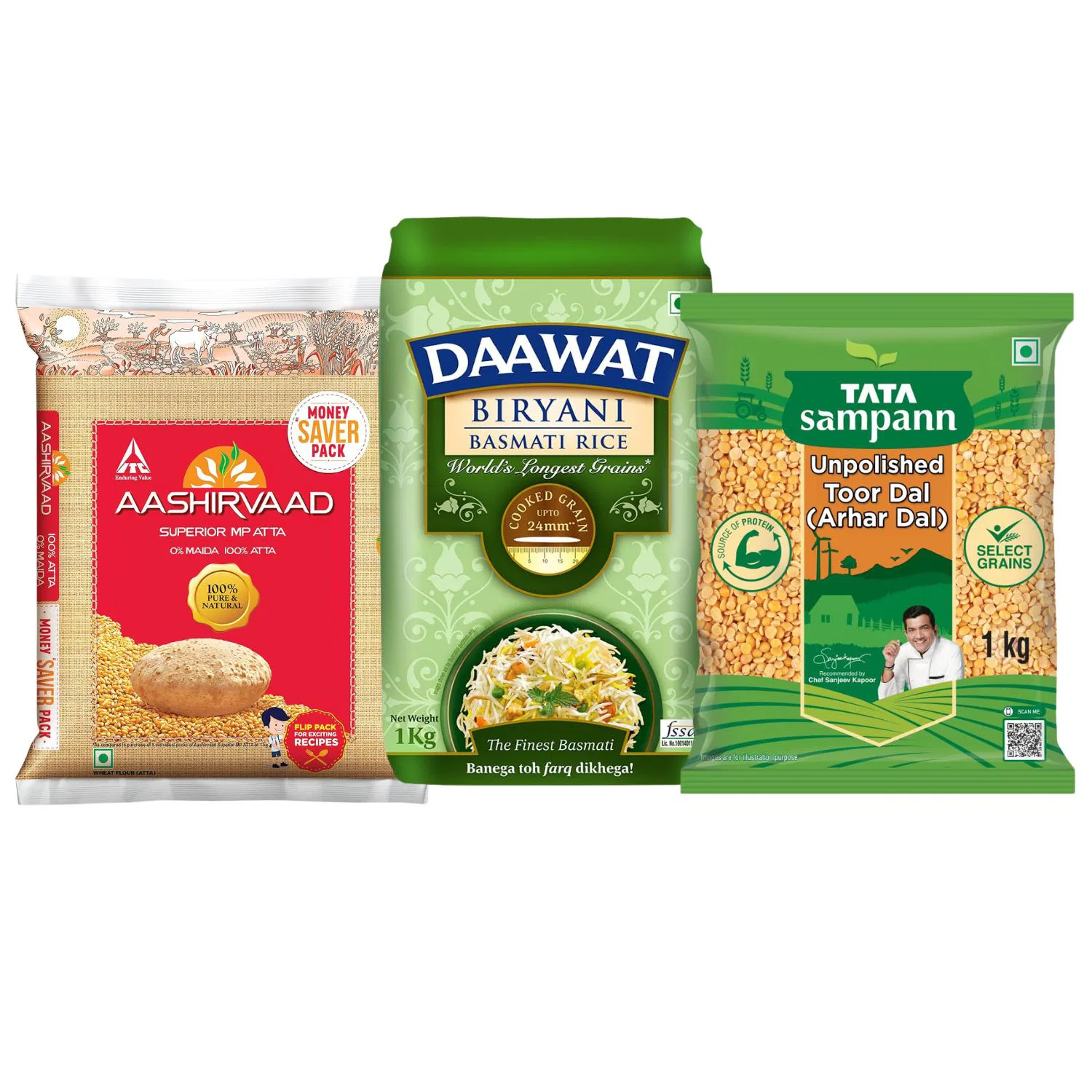 Atta,Rice & Dal