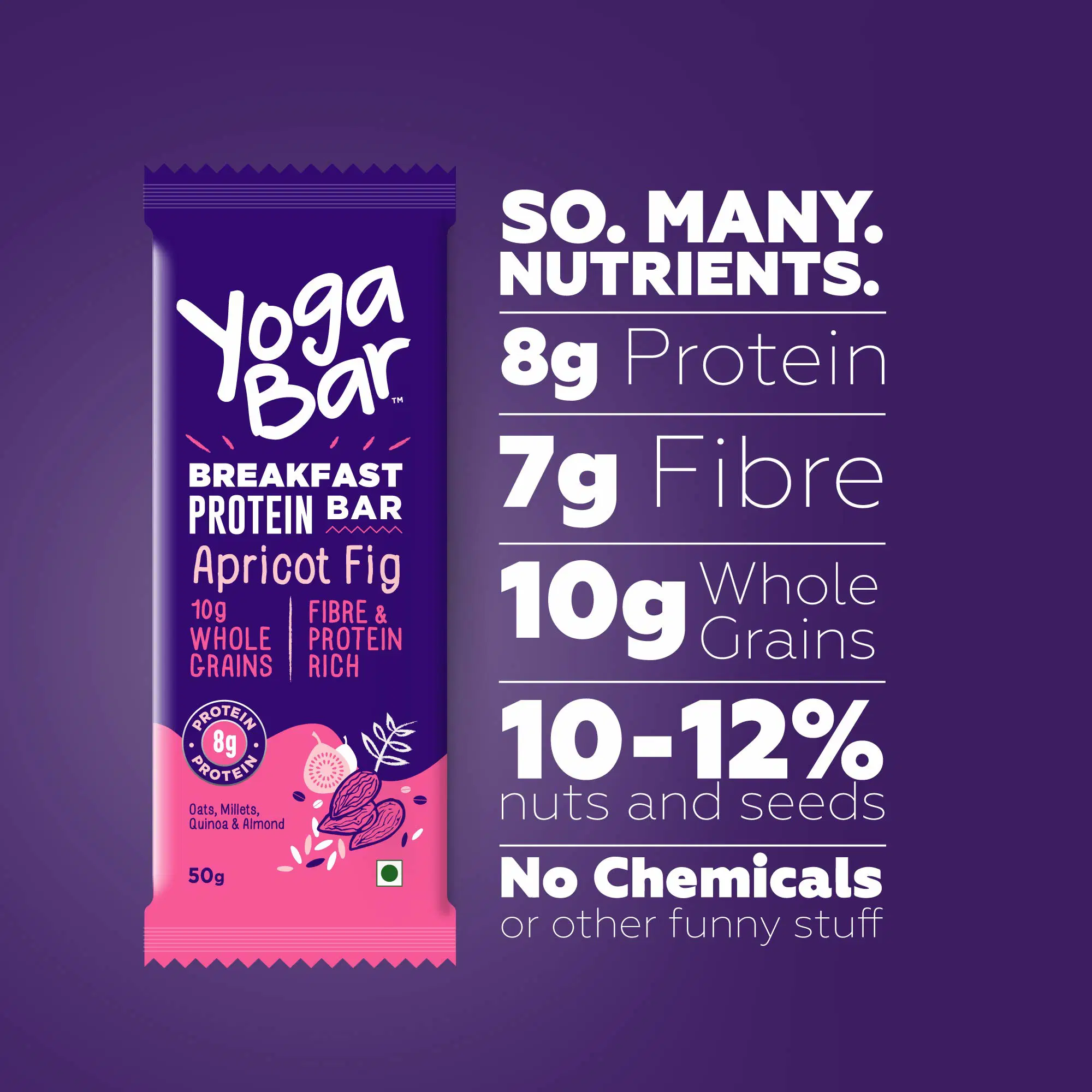 Yogabar Apricot Fig Protein Bar 45g