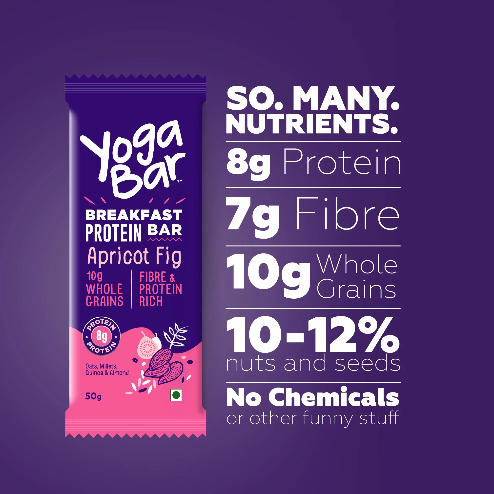 Yogabar Apricot Fig Protein Bar 45g