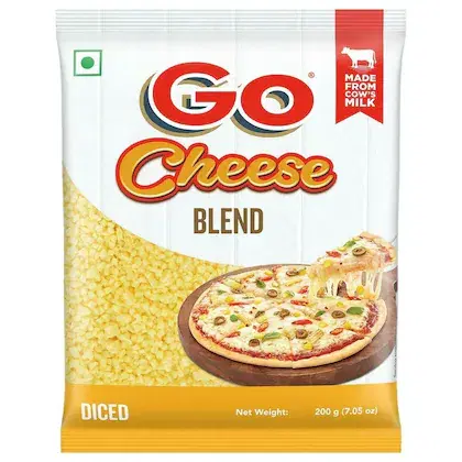 Go Mozzarella Diced Blend Cheese 200 g (Pouch)