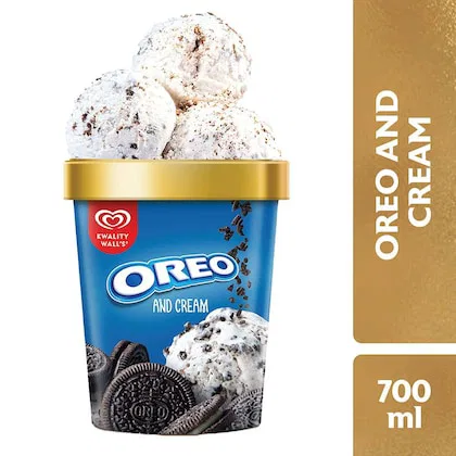 Kwality Wall's Oreo And Cream Ice Cream 700 ml (Tub)