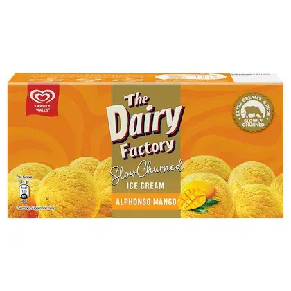 Kwality Walls The Dairy Factory Slow Churned Alphonso Mango Ice Cream 700 ml