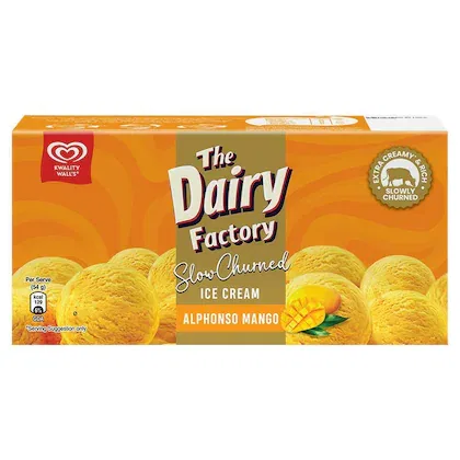 Kwality Walls The Dairy Factory Slow Churned Alphonso Mango Ice Cream 700 ml