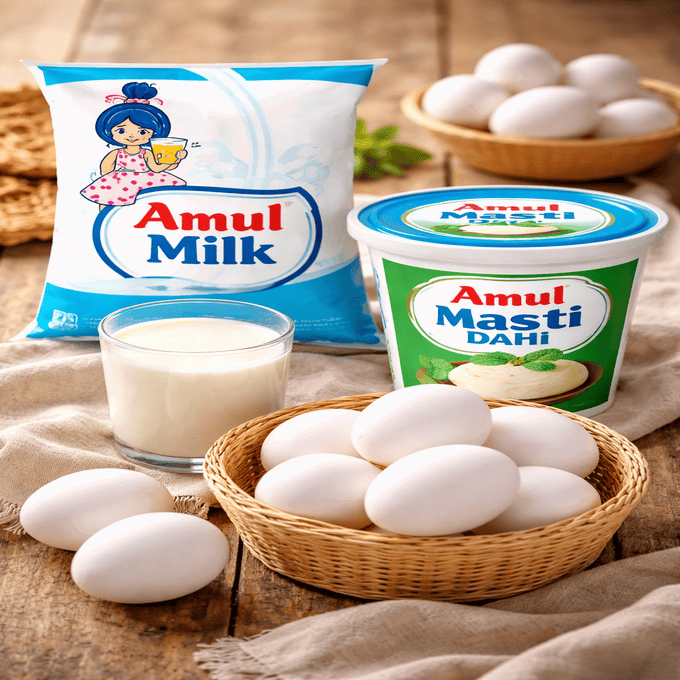 Milk, Curd & Eggs