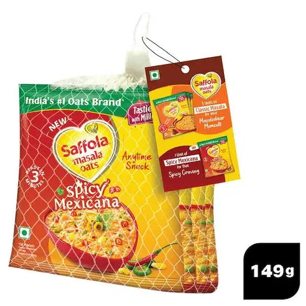 Saffola Masala Oats Classic Masala (38 g x 3) + Spicy Mexicana 35 g