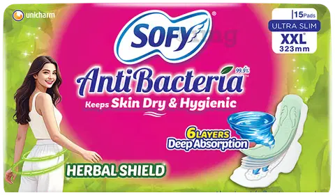 Sofy AntiBacteria Sanitary Napkin with Wings (XXL) 15 pads