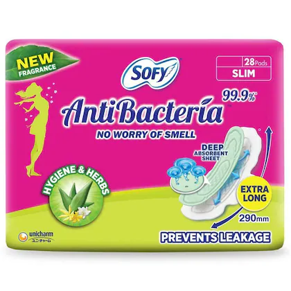 Sofy Antibacterial Hygiene & Herbs Slim Sanitary Napkins (XL)