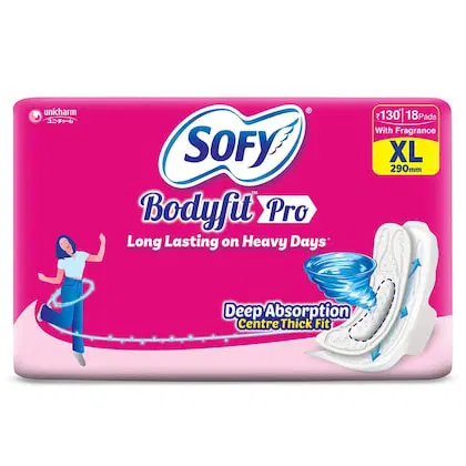 Sofy Bodyfit Sanitary Napkin with Wings (XL) 18 pads