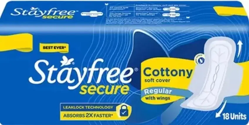 STAYFREE SECURE cottony soft cover regular with wings sanitary pads 18 Sanitary Pad