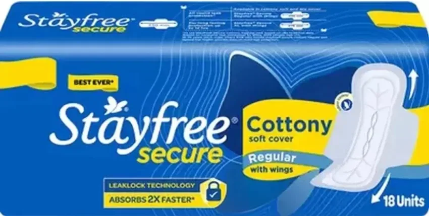 STAYFREE SECURE cottony soft cover regular with wings sanitary pads 18 Sanitary Pad