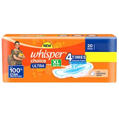 Whisper Choice Ultra Sanitary Napkin with Wings (XL)