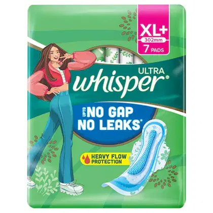 Whisper Ultra Clean Sanitary Napkin with Wings (XL+) 7 Pads