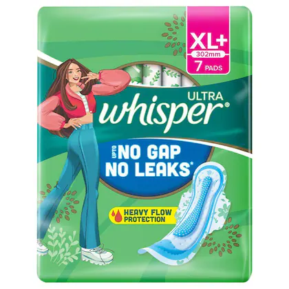 Whisper Ultra Clean Sanitary Napkin with Wings (XL+) 7 Pads