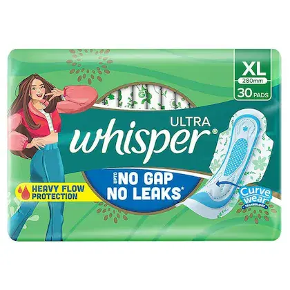 Whisper Ultra Sanitary Napkin with Wings (XL) 30 pads