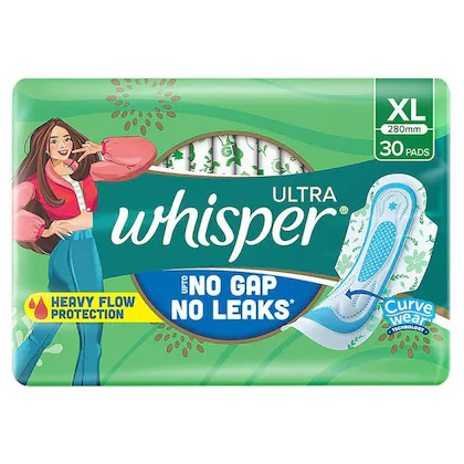 Whisper Ultra Sanitary Napkin with Wings (XL) 30 pads