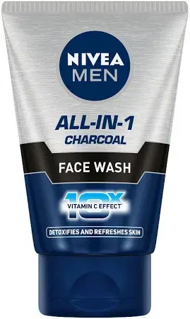 NIVEA MEN ALL IN ONE CHARCOAL FACE WASH VITAMIN C EFFECT 10X 100G
