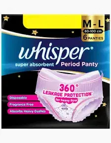 WHISPER SUPER ABSORBENT PERIOD PANTY M-L 360*
