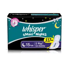 WHISPER MAXI NIGHTS XL+WINGS-15 PADS