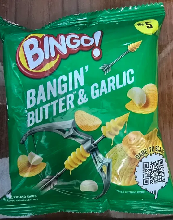 BINGO BUTTER GARLIC POTATO CHIPS PACK OF 4