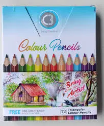 DOMS TRIANGULAR COLOUR PENCIL WITH FREE SHARPENER
