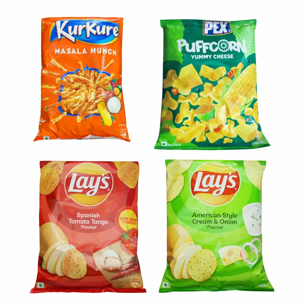 CHIPS MIX PACK OF 4 - LAYS/ KURKURE/PUFFCORN