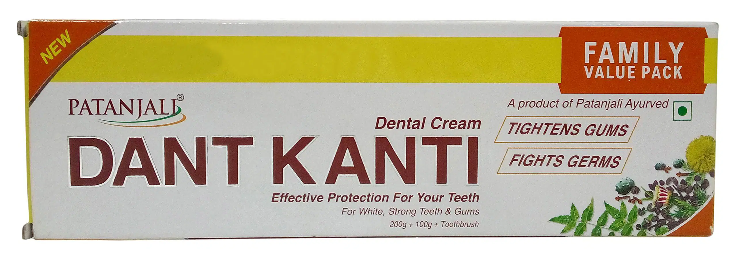 PATANJALI DANTKANTI NATURAL TOOTH PASTE 300 GM + FREE BRUSH