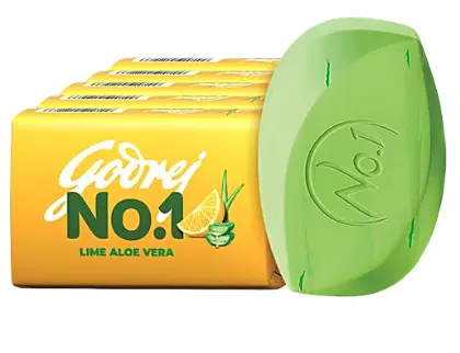 GODREJ NO.1 LIME & ALOE VERA BATHING SOAP, 100 G ( BUY 4 GET 1 FREE )