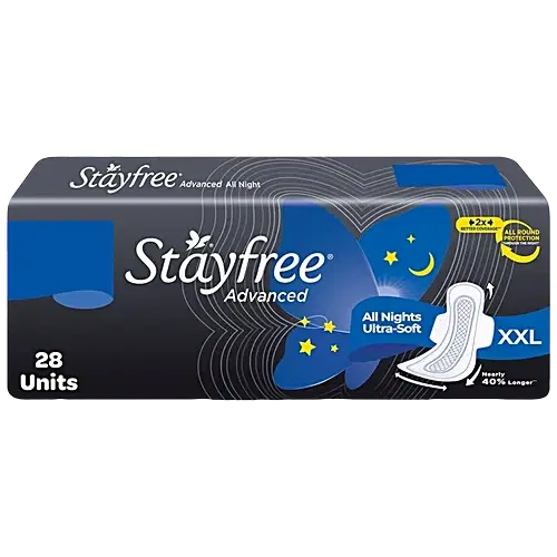 STAYFREE ADVANCED ALL NIGHTS ULTRA SOFT SANITARY PADS - XXL, 28 PCS