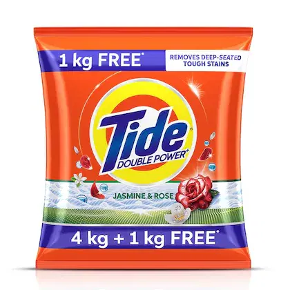 TIDE PLUS DOUBLE POWER DETERGENT WASHING POWDER - 4 KG + 1 KG FREE