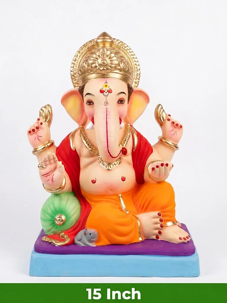 Vighnaharta Mitti Ganesh Idol – 15 Inch