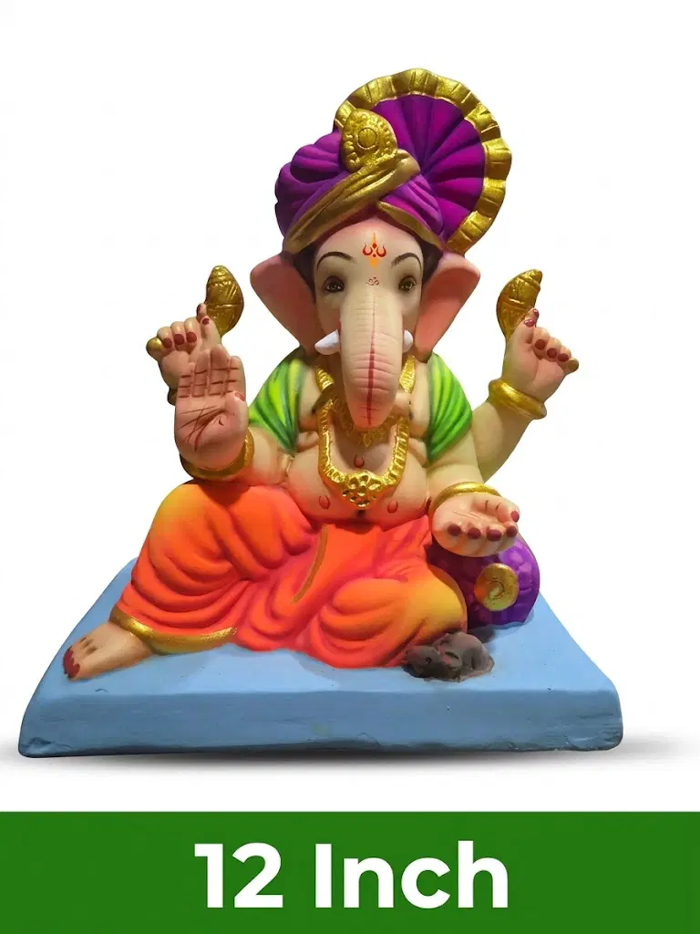 Shubh Laabh Mitti Ganesh Idol – 12 Inch | Buy Online