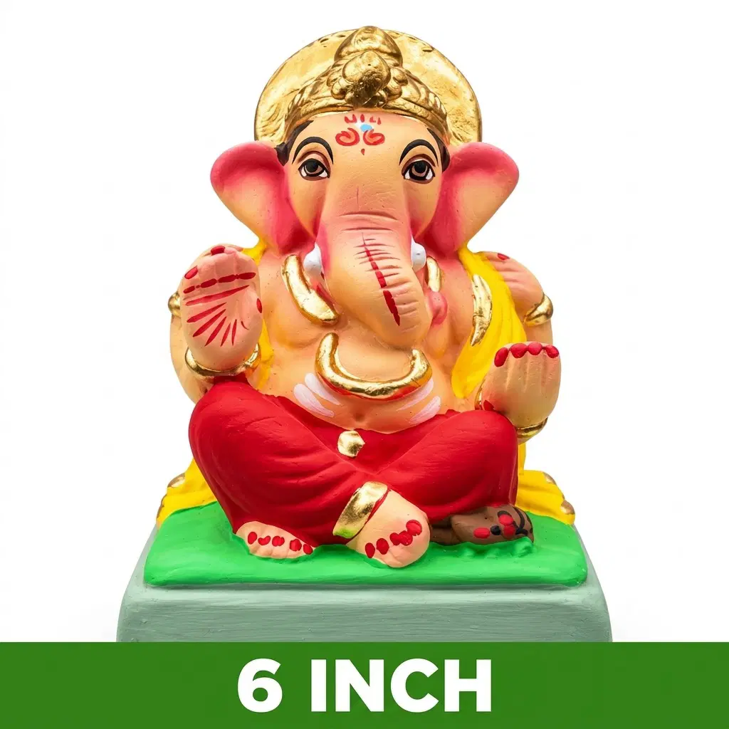 Handmade Varaprada Mitti Ganesh Idol – 6 Inch