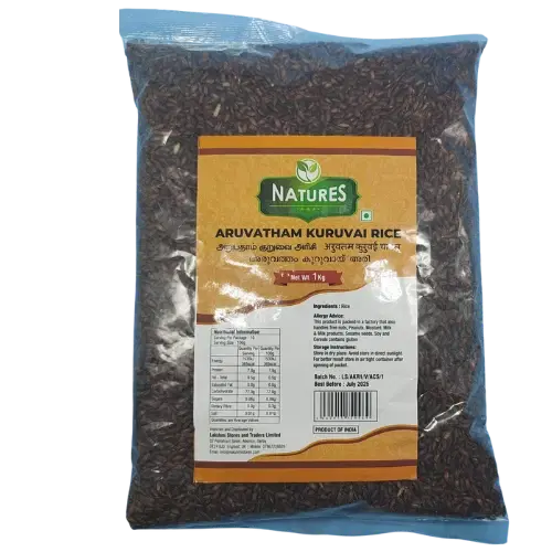 Natures Aruvatham Kuruvai Rice 1Kg 