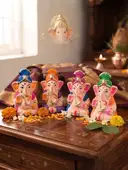 Hand Made Clay Ganesha Idol - 4 Inch – image 2
