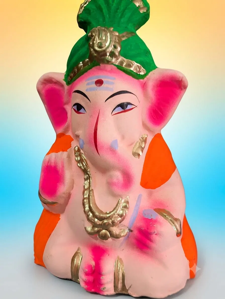 Hand Made Clay Ganesha Idol - 4 Inch