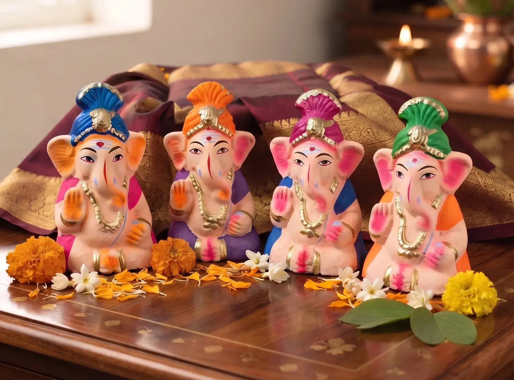 Hand Made Clay Ganesha Idol - 4 Inch