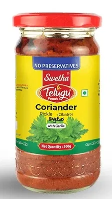 Telugu Foods Coriander Pickle With Garlic (Kotthimeera)