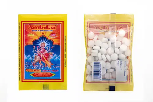 Small Round Karpur / Camphor by Ambica (70 Tablets)